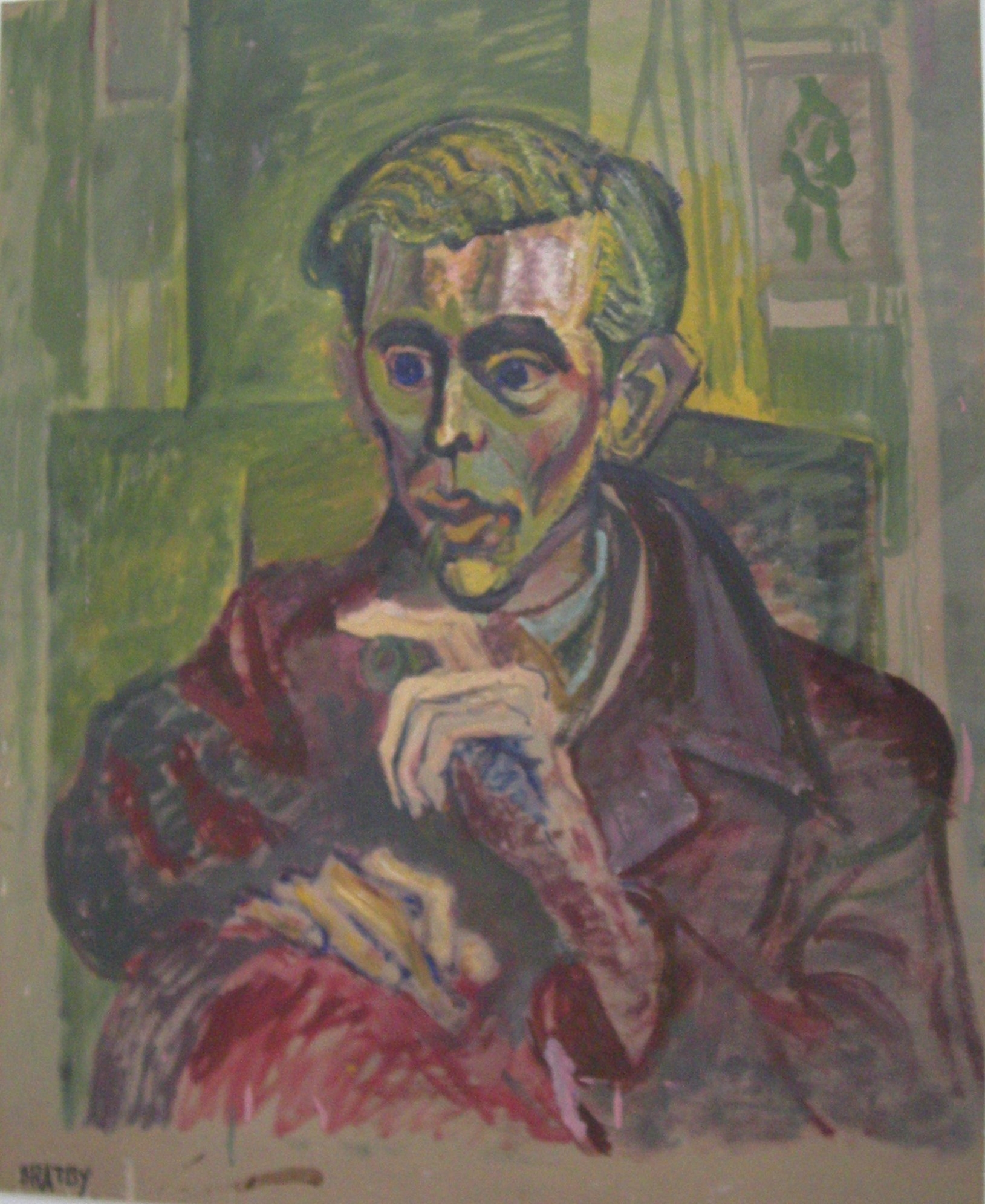 John Bratby - portrait of John Minton